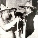 Artists adorn the head of Bangabandhu Sheikh Mujibur Rahman with “Mathal” (a special farmers hat) after a show of the popular folk music “Gambhira” (January 10, 1973).