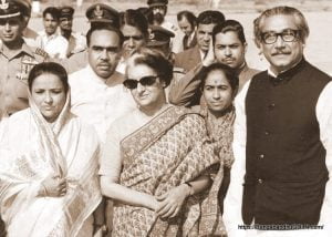 Bangabandhu Sheikh Mujibur Rahman, Sheikh Fazilatunnesa Mujib and the Indian Prime Minister Indira Gandhi, March 1972