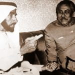 Bangabandhu Sheikh Mujibur Rahman with Sheikh Zayed bin Sultan Al-Nahyan, the founding father and ruler of United Arab Emirates, December 18, 1974