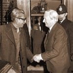 British Prime Minister Edward Heath receives the First President of Bangladesh Bangabandhu Sheikh Mujibur Rahman at 10 downing street (January, 1972)