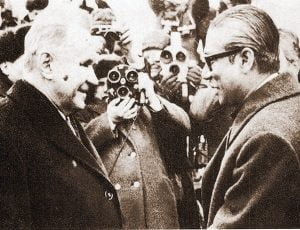 Prime Minister Bangabandhu Sheikh Mujibur Rahman with Soviet Premier Alexei Kosygin in Moscow, March 1, 1972